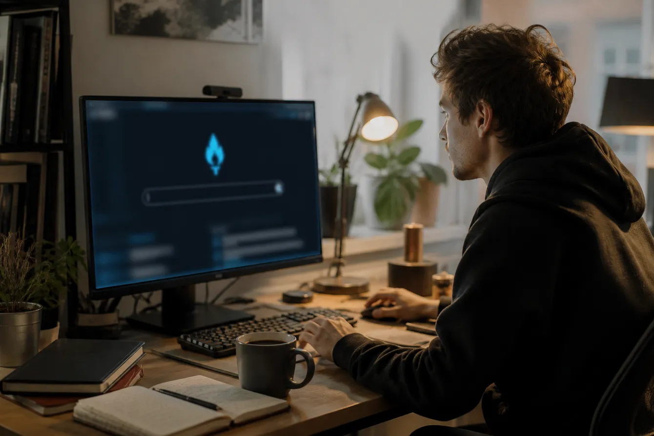 A person exploring the Torch search engine on a desktop, illustrating safe access to the dark web.